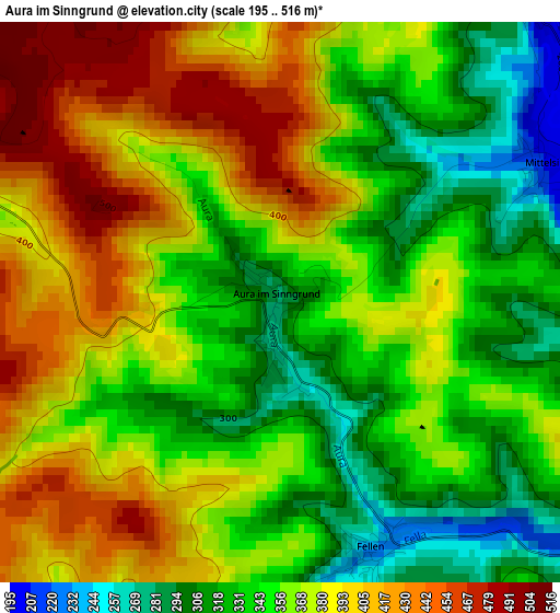 Aura im Sinngrund elevation map