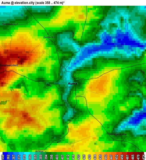 Auma elevation map