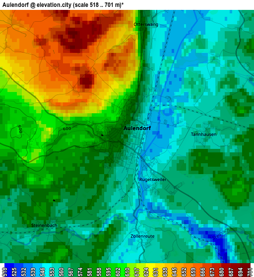 Aulendorf elevation map