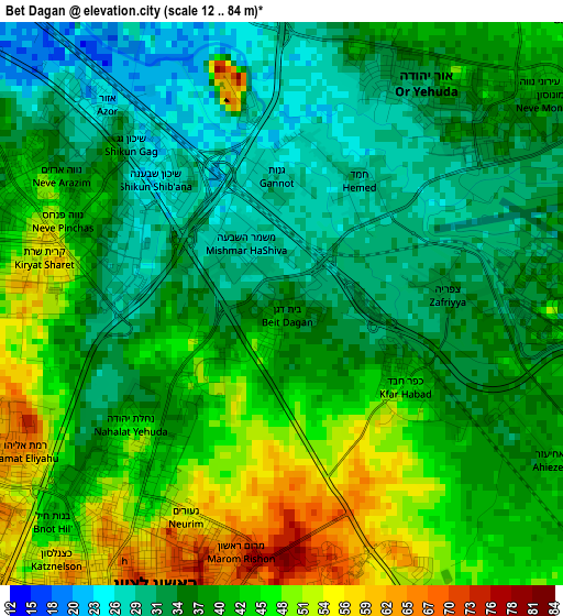 Bet Dagan elevation map