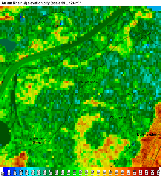 Au am Rhein elevation map