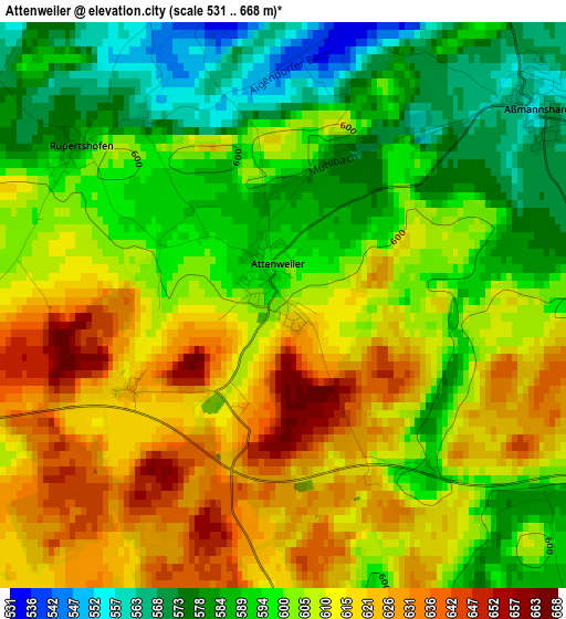 Attenweiler elevation map