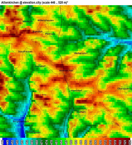 Attenkirchen elevation map