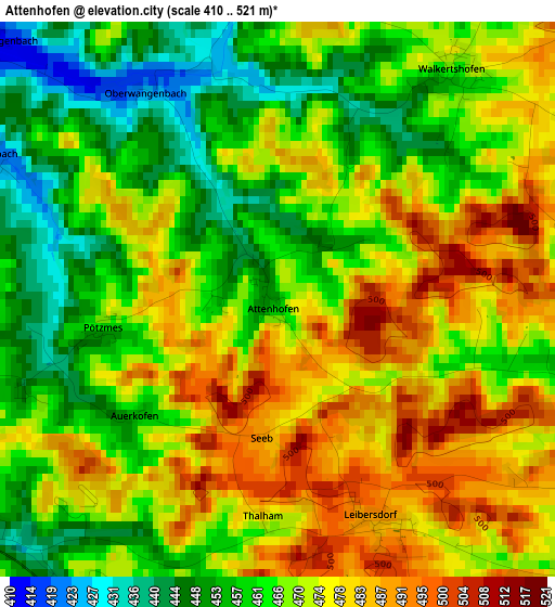 Attenhofen elevation map