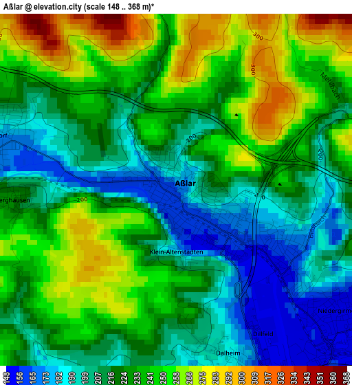 Aßlar elevation map