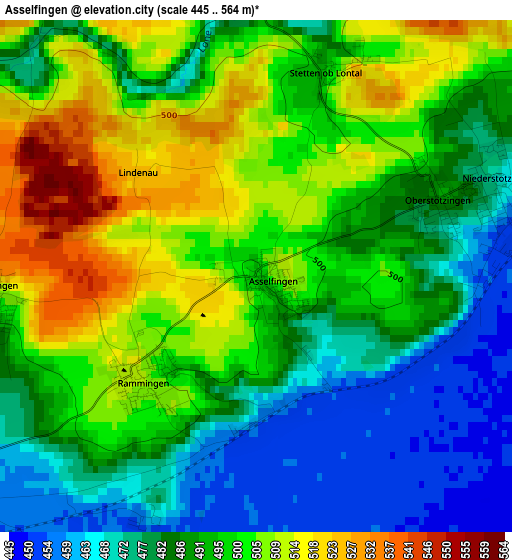 Asselfingen elevation map