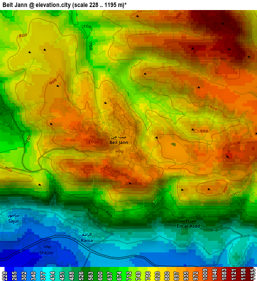 Beit Jann elevation map