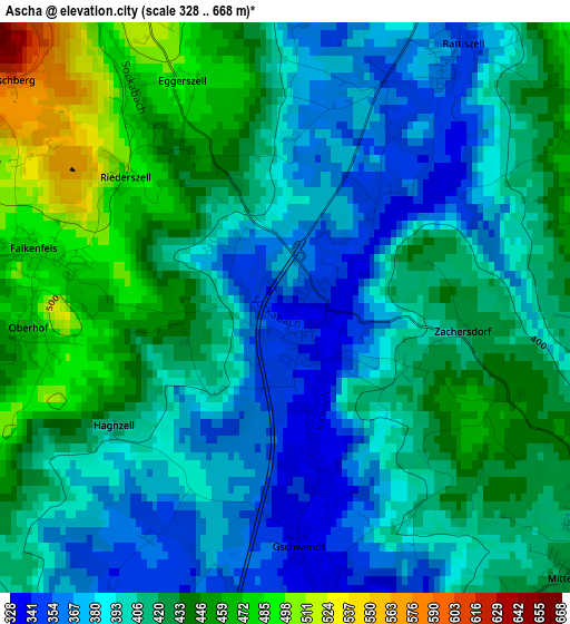 Ascha elevation map