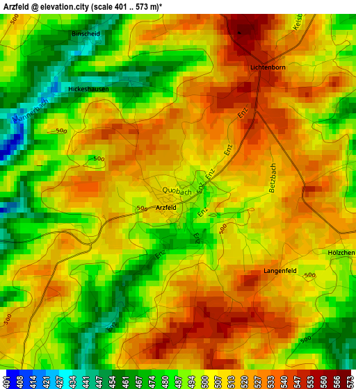 Arzfeld elevation map