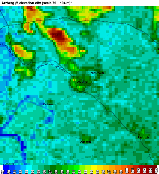 Arzberg elevation map