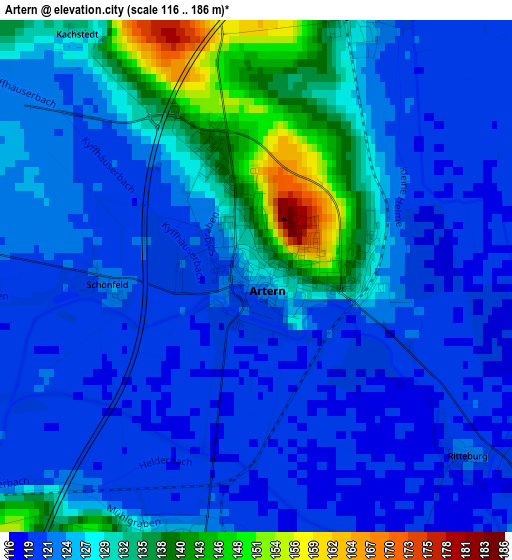 Artern elevation map