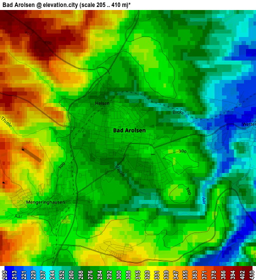 Bad Arolsen elevation map