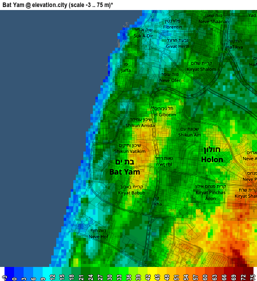 Bat Yam elevation map