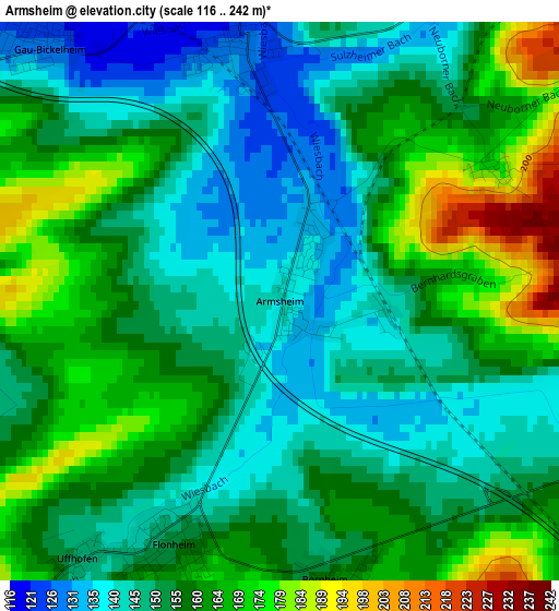 Armsheim elevation map