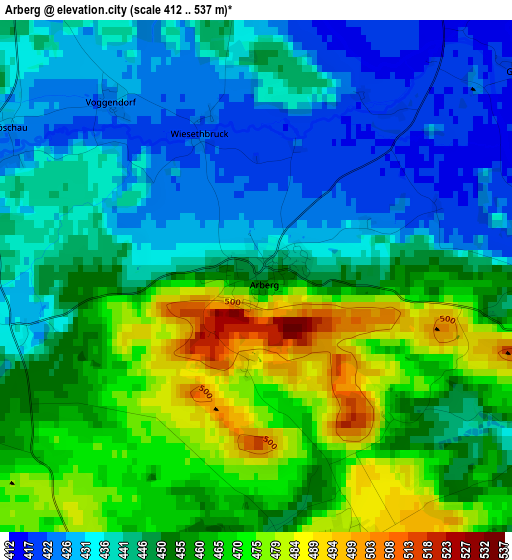 Arberg elevation map