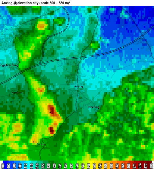 Anzing elevation map