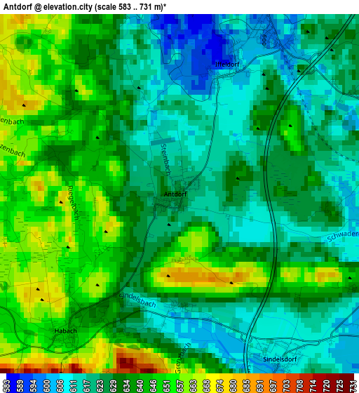 Antdorf elevation map