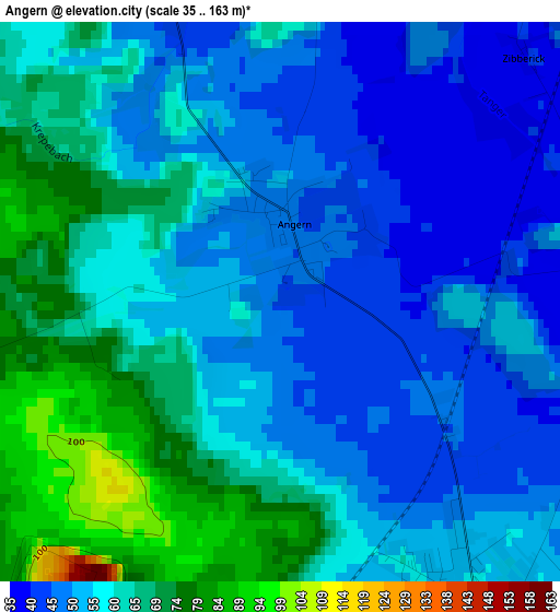 Angern elevation map