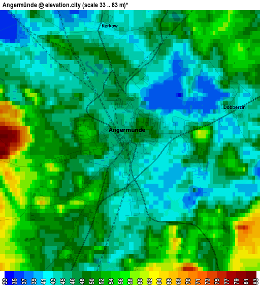 Angermünde elevation map