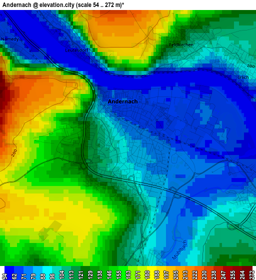 Andernach elevation map