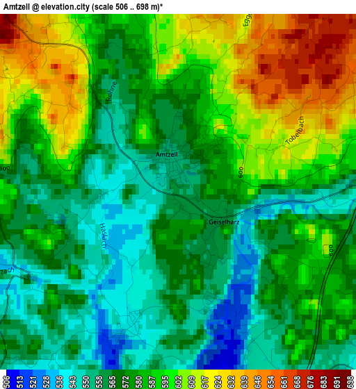 Amtzell elevation map