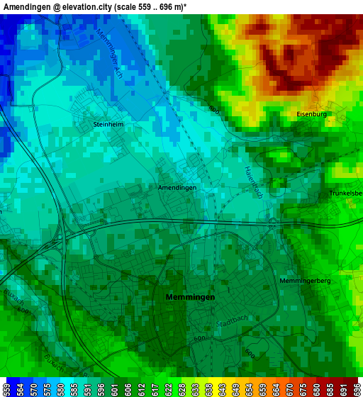 Amendingen elevation map