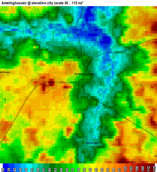 Amelinghausen elevation map