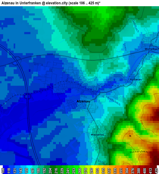 Alzenau in Unterfranken elevation map