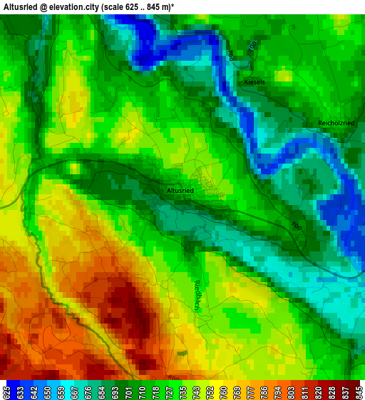 Altusried elevation map