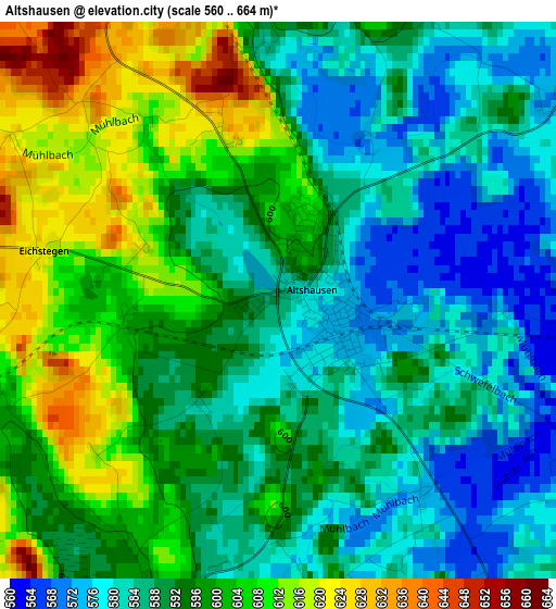 Altshausen elevation map