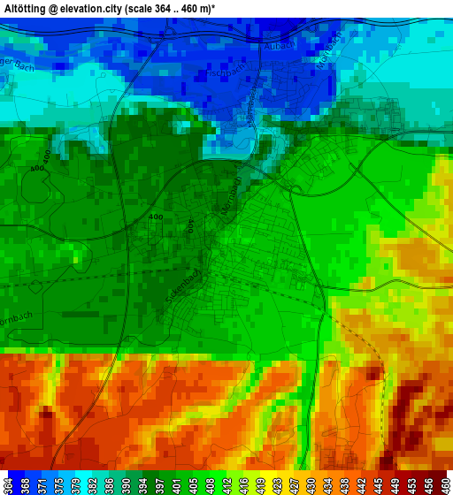 Altötting elevation map