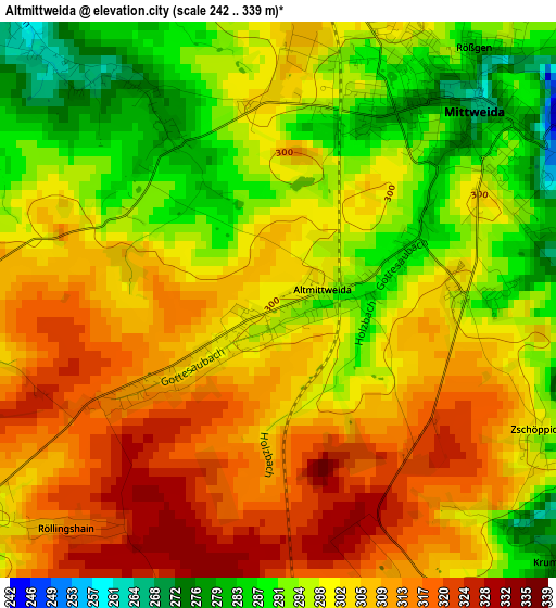 Altmittweida elevation map