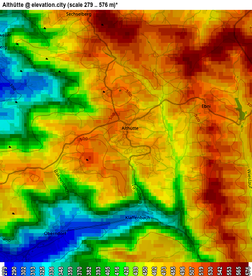 Althütte elevation map