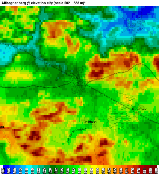 Althegnenberg elevation map