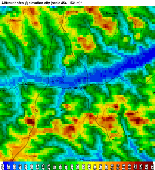 Altfraunhofen elevation map