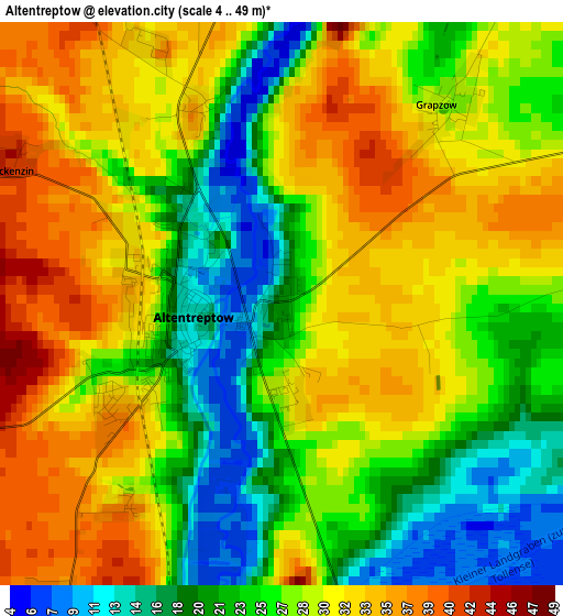 Altentreptow elevation map