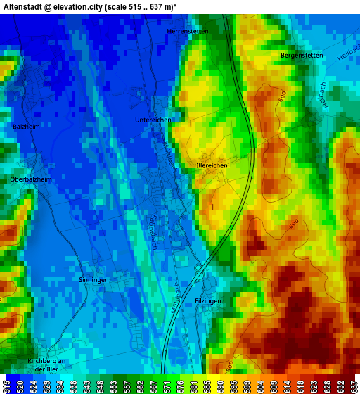 Altenstadt elevation map