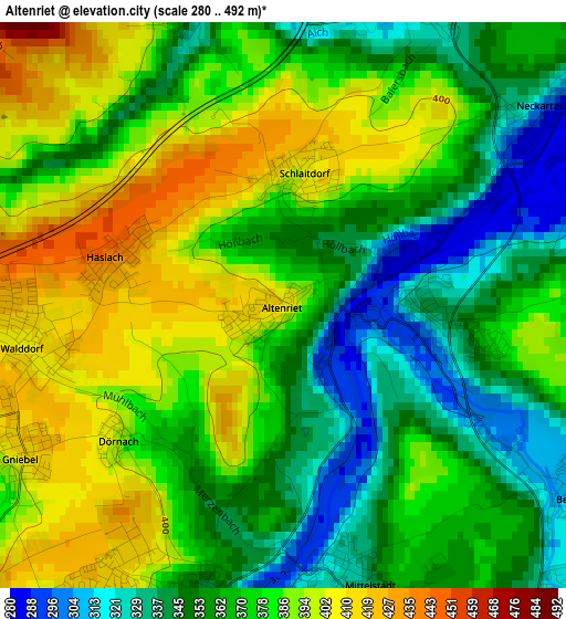 Altenriet elevation map