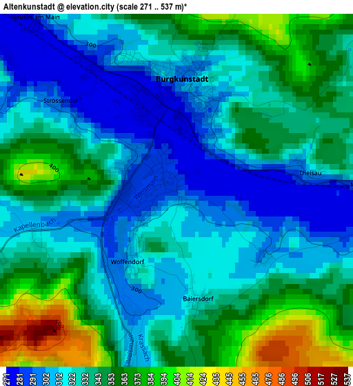 Altenkunstadt elevation map