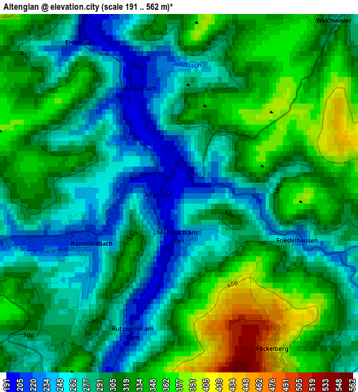 Altenglan elevation map