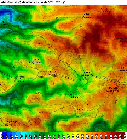 Abū Ghaush elevation map