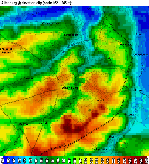 Altenburg elevation map