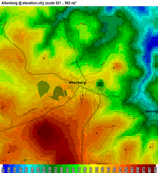 Altenberg elevation map