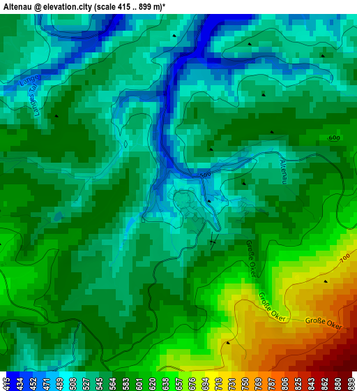 Altenau elevation map