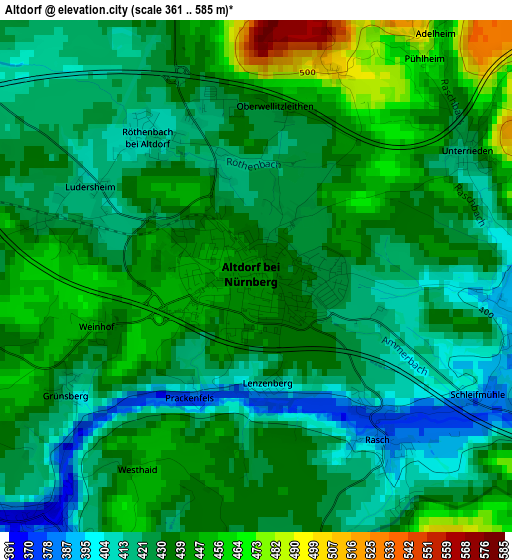 Altdorf elevation map