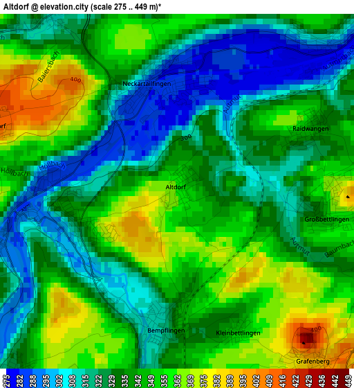 Altdorf elevation map