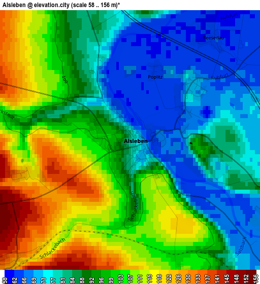 Alsleben elevation map