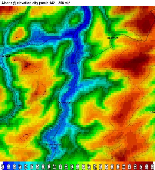 Alsenz elevation map