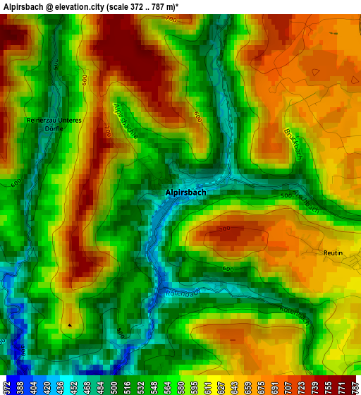 Alpirsbach elevation map