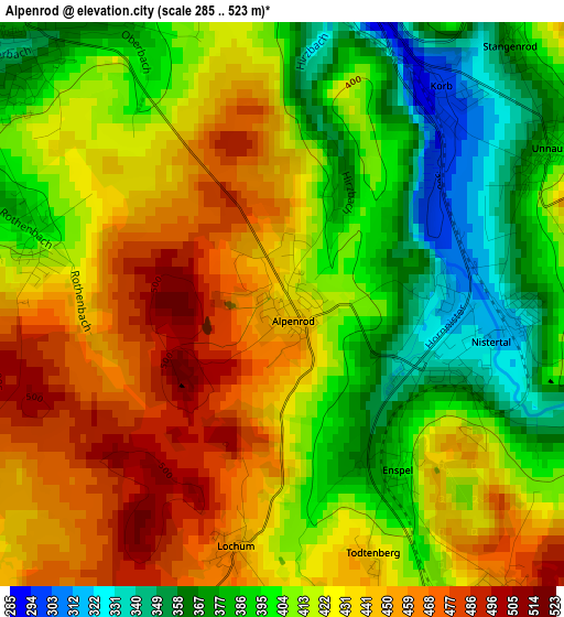 Alpenrod elevation map